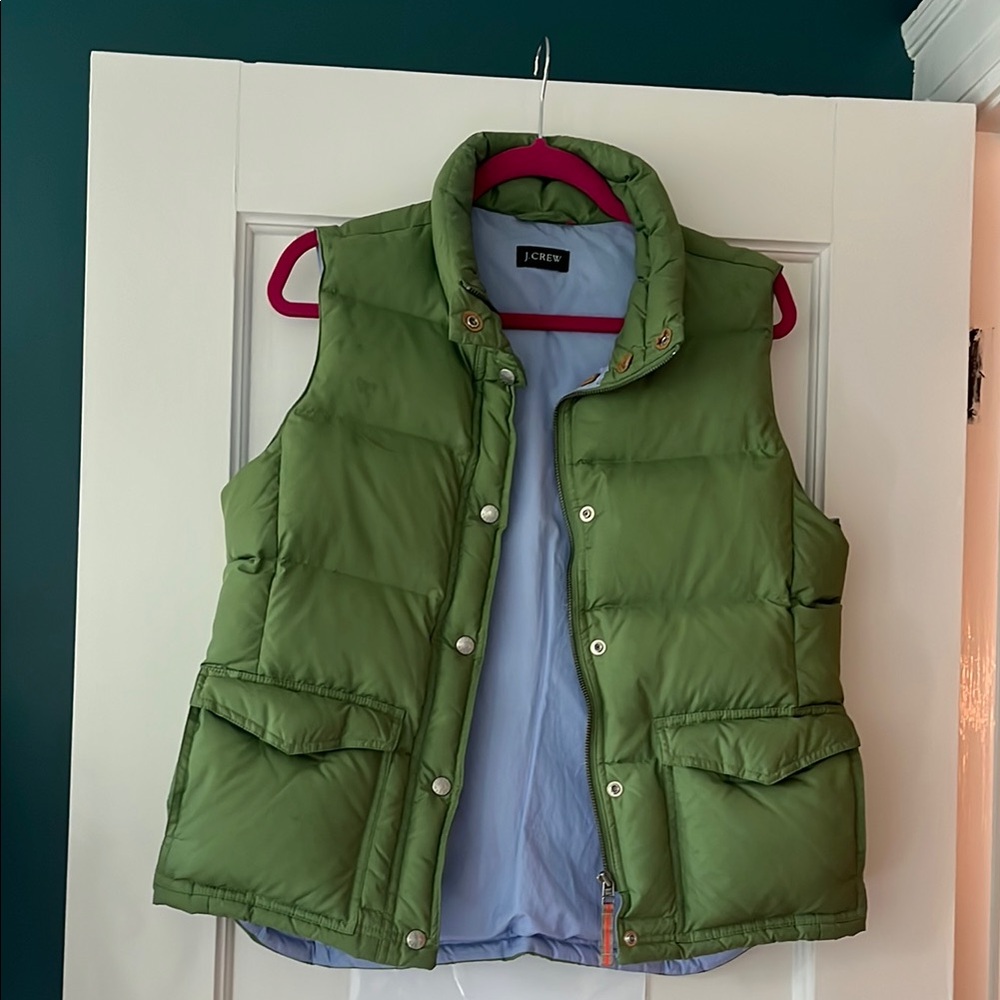 J. Crew Green Puffer Vest
